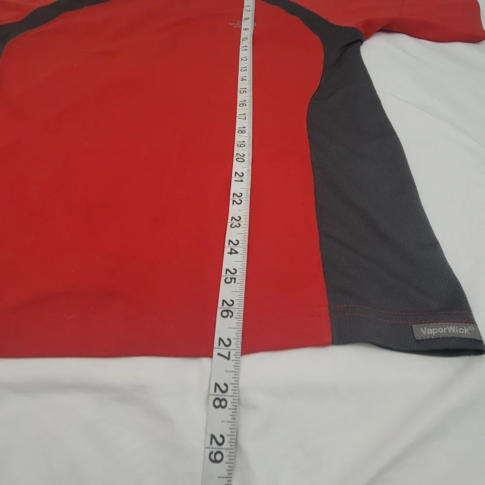 Mens M‎ The North Face VaporWick T-Shirt Red Gray Athletic Performance Quick Dry